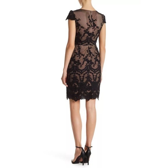 Cynthia Steffe Women's Lace Short Sleeve Embroidered Dress Black Size 4‎ - Picture 2 of 8